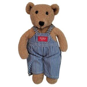 Vintage Oshkosh B'Gosh brown teddy bear W/ overalls stuffed animal plus to 11"